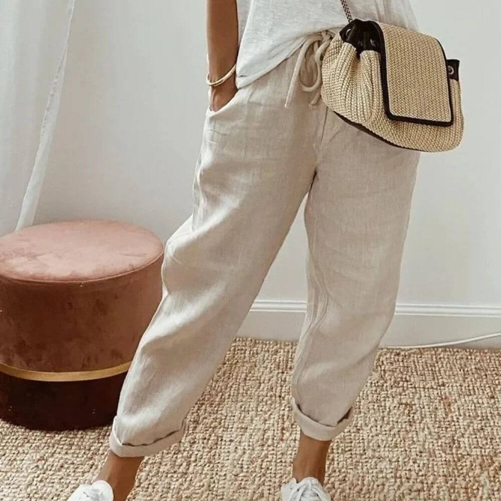 Pantalon en lin femme élégant décontracté – style estival chic