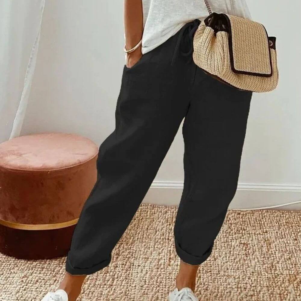 Pantalon en lin femme élégant décontracté – style estival chic