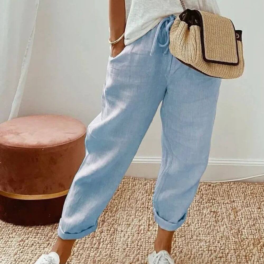 Pantalon en lin femme élégant décontracté – style estival chic