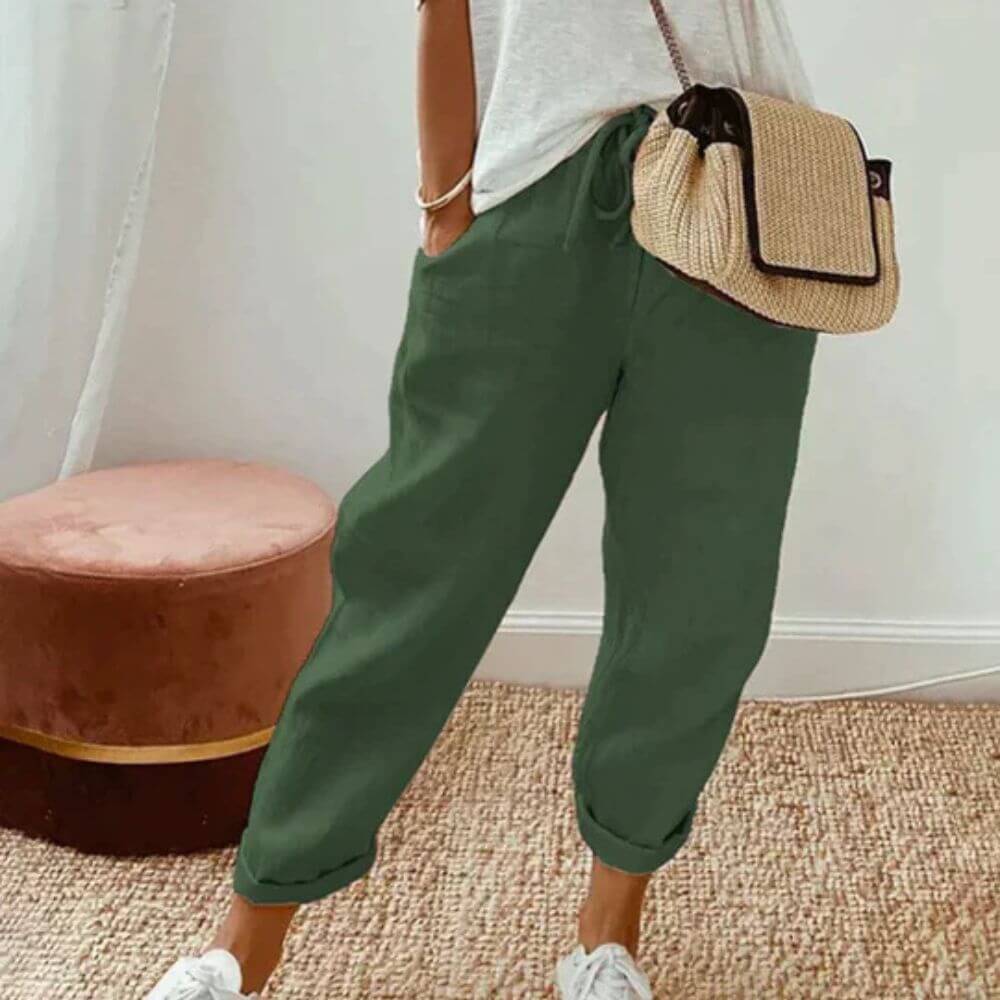 Pantalon en lin femme élégant décontracté – style estival chic