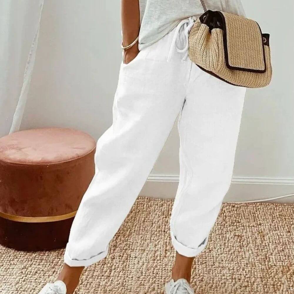 Pantalon en lin femme élégant décontracté – style estival chic