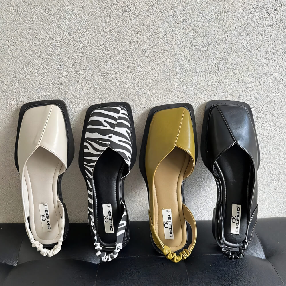 Sandales avec embout carré et bride élastique