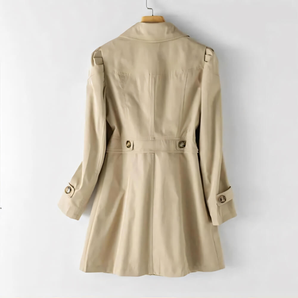 Trench élégant kaki blanc à simple boutonnage