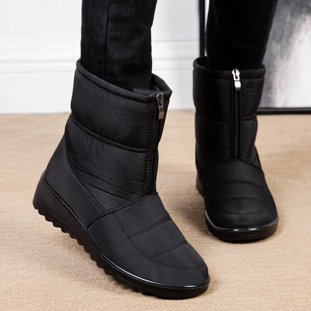 Bottes Hiver Femme Doublées à Fermeture Éclair Semelle Antidérapante