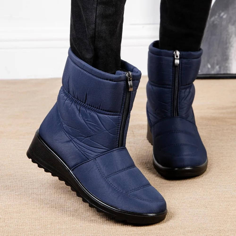 Bottes Hiver Femme Doublées à Fermeture Éclair Semelle Antidérapante