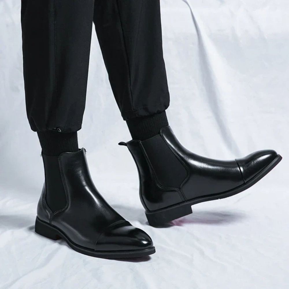 Bottes Homme Élégantes à Enfiler Semelle Contrastée Noir