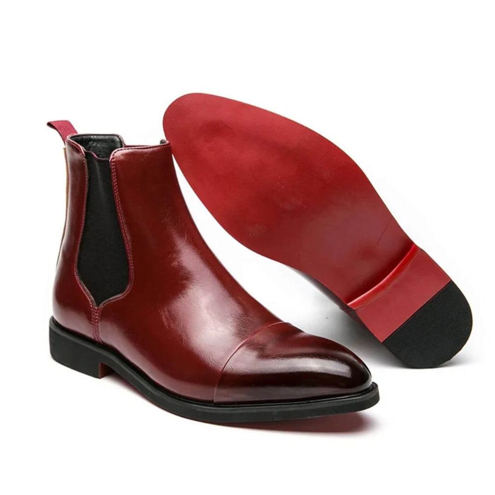 Bottes Homme Élégantes à Enfiler Semelle Contrastée Noir