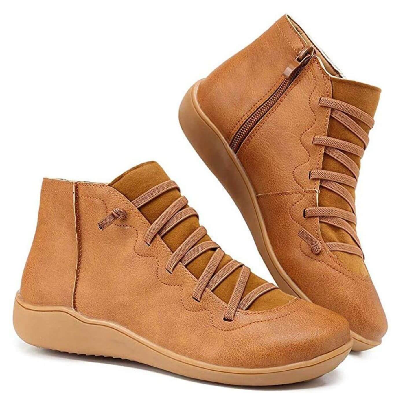 Chaussures Posh Paris Claire marron clair – bottines décontractées et confortables avec lacets souples et semelle ergonomique.