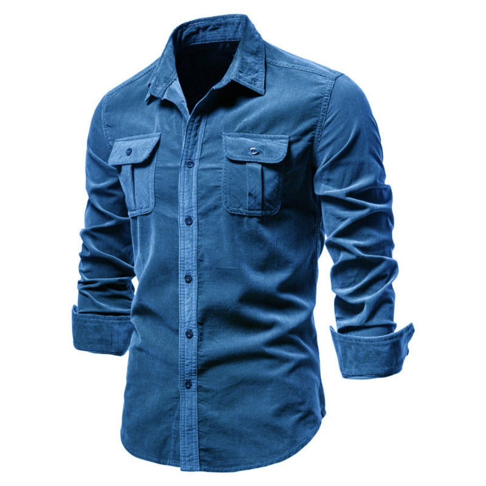 Chemise casual homme manches longues – coloris camel à boutons