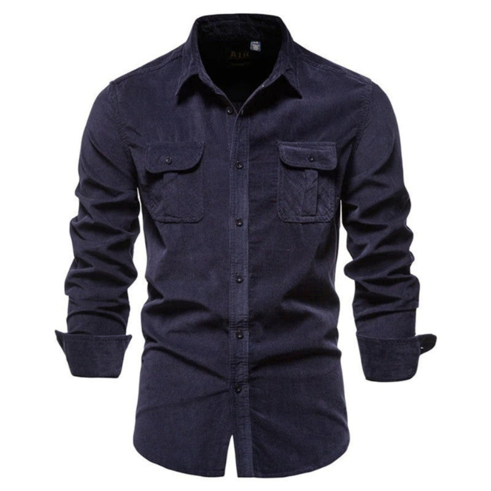 Chemise casual homme manches longues – coloris camel à boutons