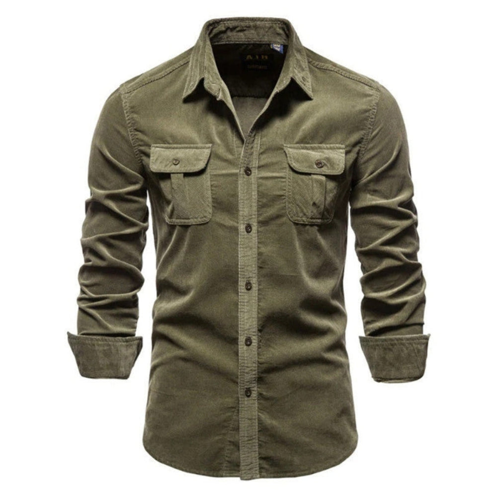 Chemise casual homme manches longues – coloris camel à boutons