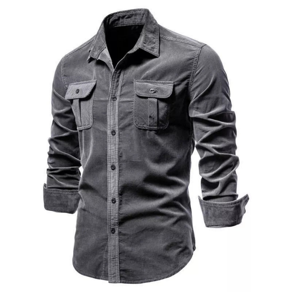 Chemise casual homme manches longues – coloris camel à boutons