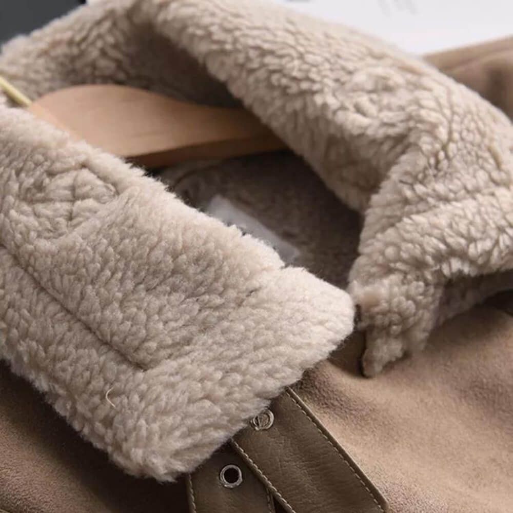 Veste femme courte doublée chaude – col large et fermeture zippée