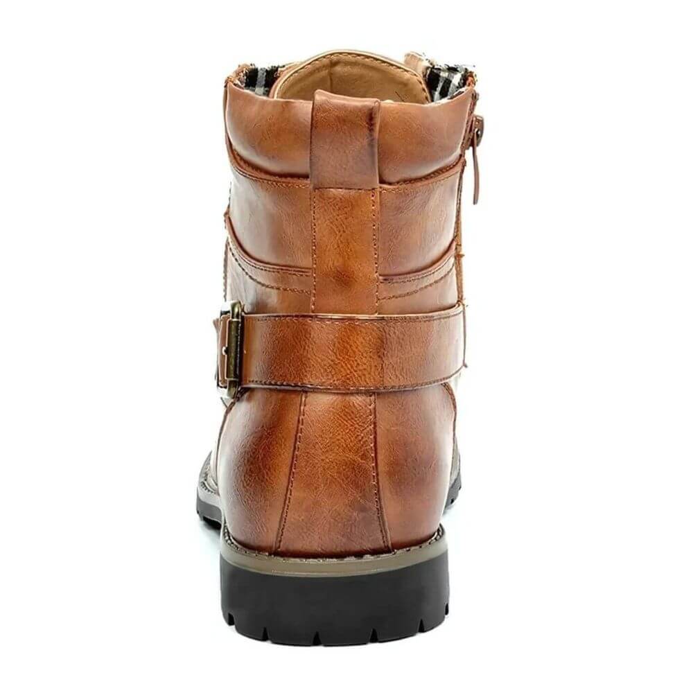 Bottes Homme à Lacets avec Fermeture Éclair Semelle Crantée Noires