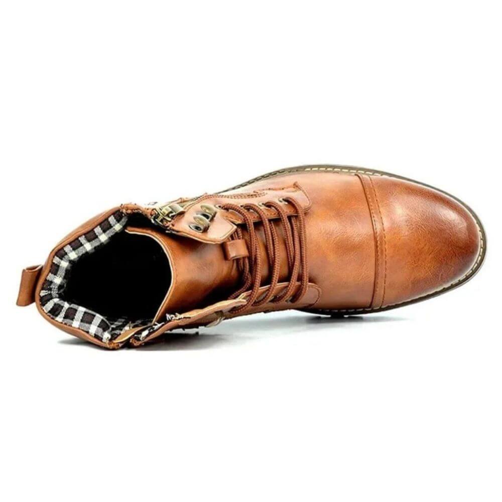 Bottes Homme à Lacets avec Fermeture Éclair Semelle Crantée Noires
