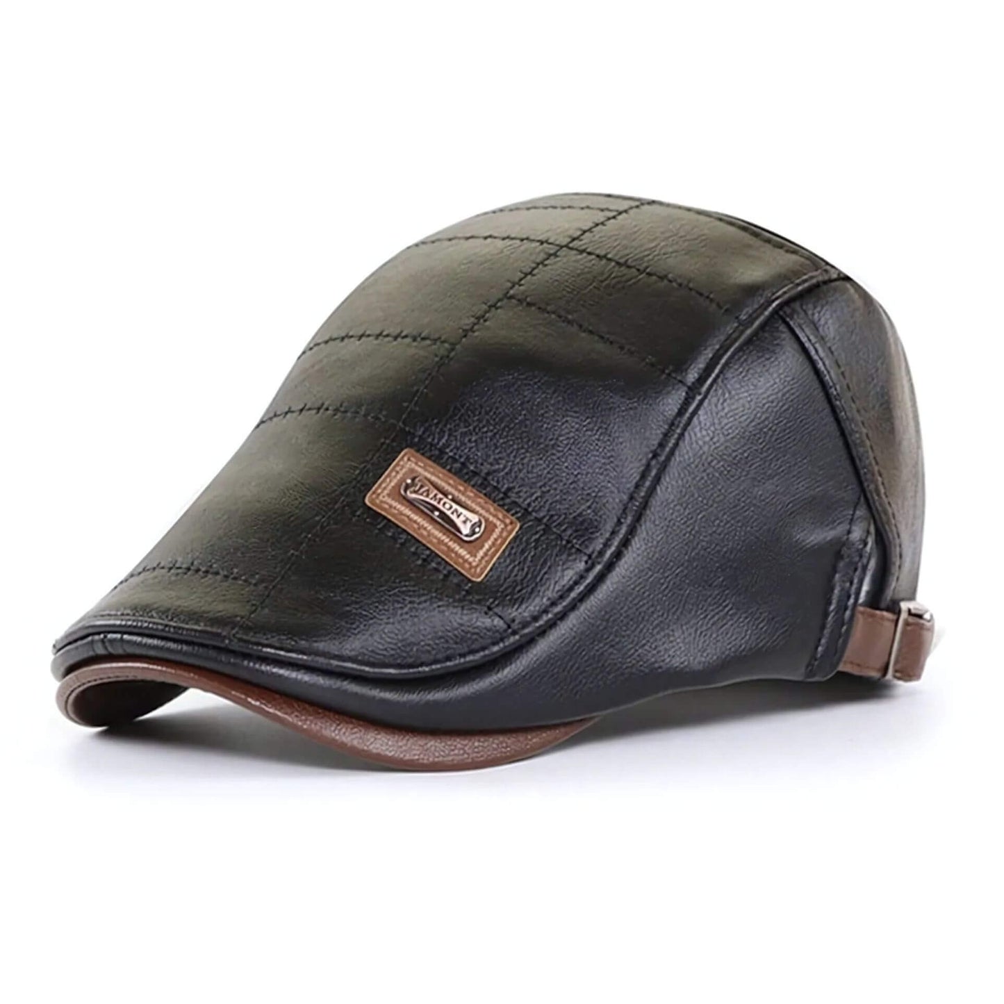 Casquette plate classique en cuir noir pour homme – ajustement sophistiqué et confortable.