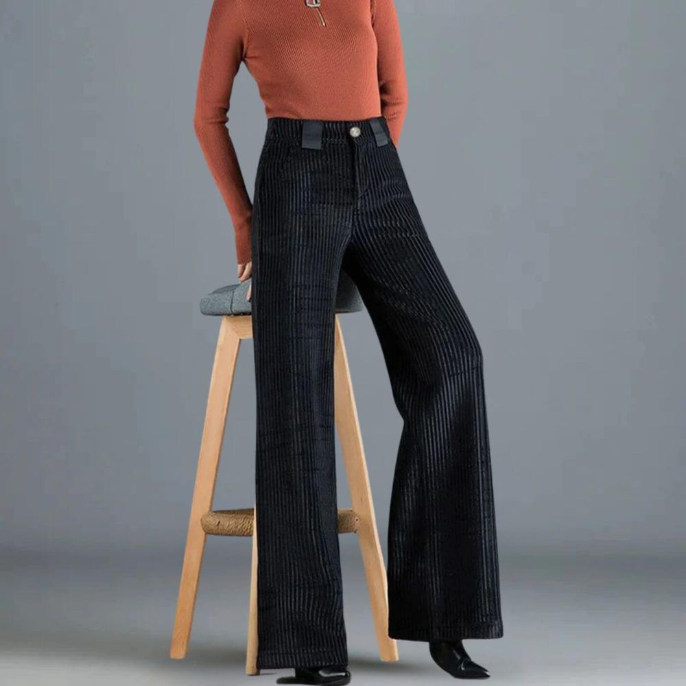 Pantalon large femme en velours côtelé chic