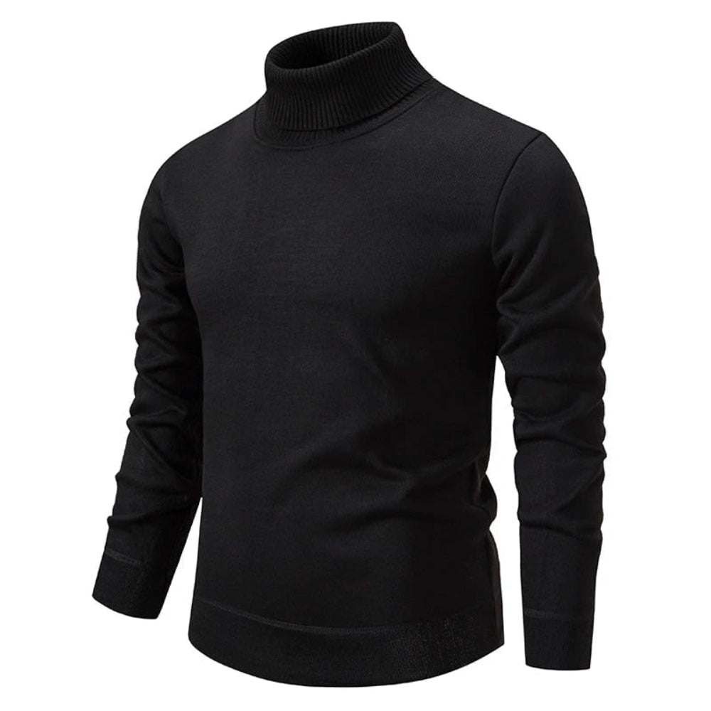 Pull homme col roulé beige – manches longues unies