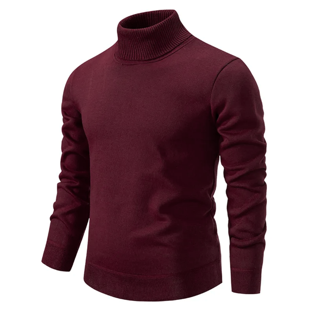 Pull homme col roulé beige – manches longues unies