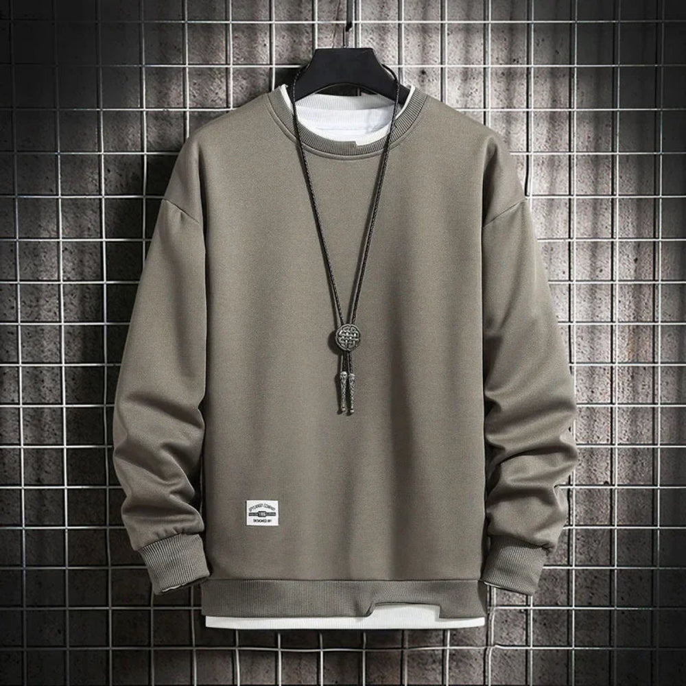 Sweatshirt homme gris – col rond manches longues