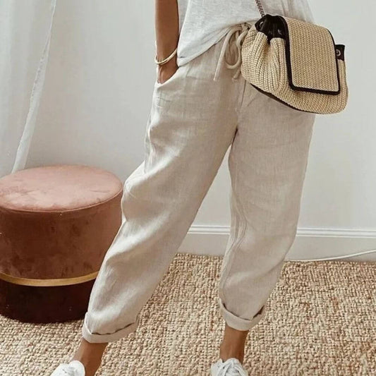 Pantalon en lin femme élégant décontracté – style estival chic