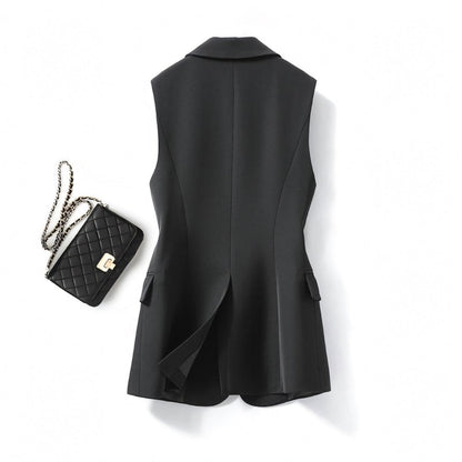 Gilet classique sans manches à simple boutonnage, noir