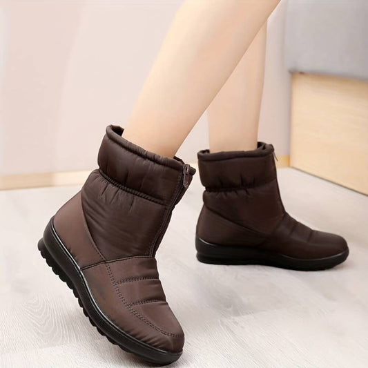 Bottes Hiver Femme Doublées à Fermeture Éclair Semelle Antidérapante