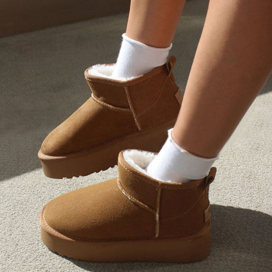 Bottes Hiver Femme Doublées Semelle Plateforme Marron