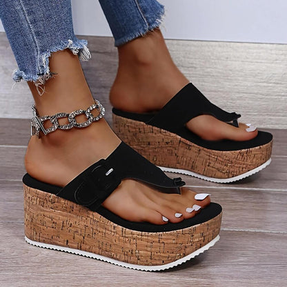 Sandales Compensées Blanches pour Femme avec Bride à Boucle