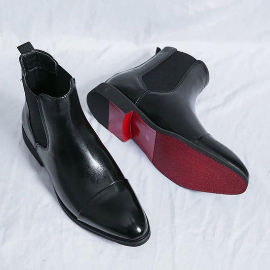 Bottes Homme Élégantes à Enfiler Semelle Contrastée Noir