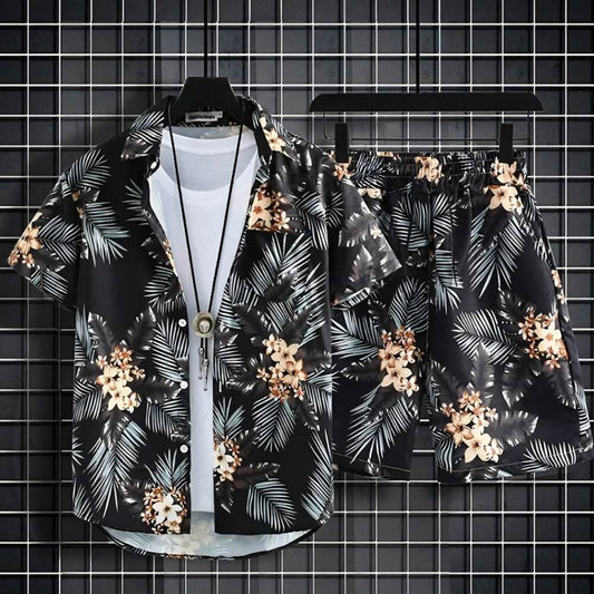 Ensemble deux pièces homme été – imprimé tropical et coupe fluide