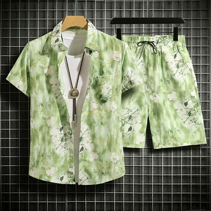 Ensemble deux pièces homme été – imprimé tropical et coupe fluide