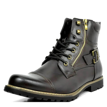 Bottes Homme à Lacets avec Fermeture Éclair Semelle Crantée Noires