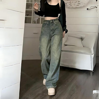 Jean large taille haute femme – style rétro