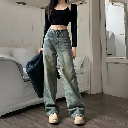 Jean large taille haute femme – style rétro