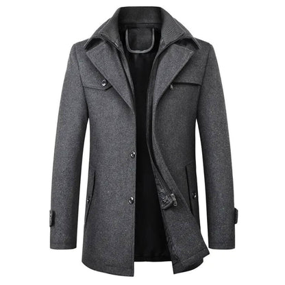 Manteau en laine gris pour homme – Veste en laine structurée et élégante pour l’hiver.