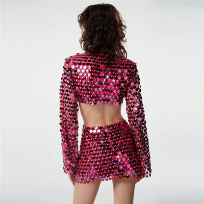 Ensemble deux pièces femme – look pailleté et silhouette affirmée