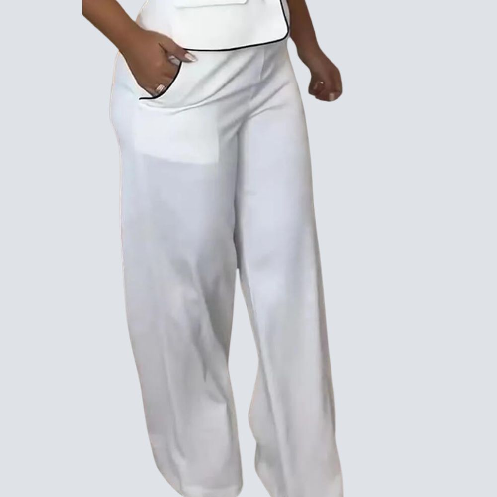 Ensemble tailleur femme – veste asymétrique élégante et pantalon structuré