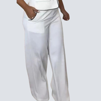 Ensemble tailleur femme – veste asymétrique élégante et pantalon structuré