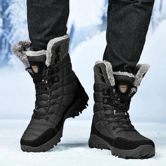 Bottes Neige Homme Imperméables Chaudes Antidérapantes Noires